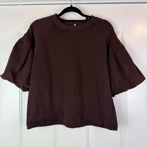 Madewell Brown puff sleeve sweatshirt top size Small
